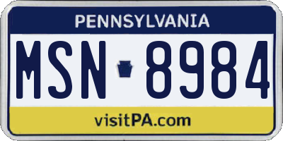 PA license plate MSN8984