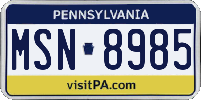 PA license plate MSN8985