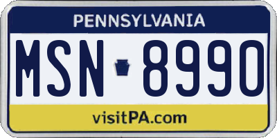 PA license plate MSN8990