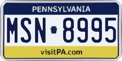 PA license plate MSN8995