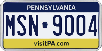 PA license plate MSN9004