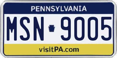 PA license plate MSN9005
