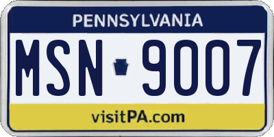 PA license plate MSN9007