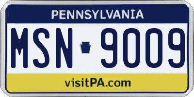 PA license plate MSN9009