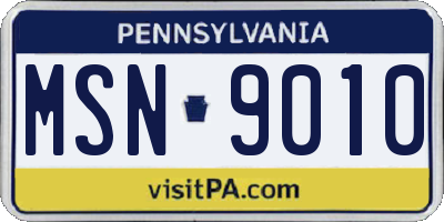 PA license plate MSN9010