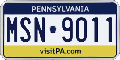 PA license plate MSN9011