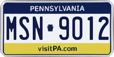 PA license plate MSN9012