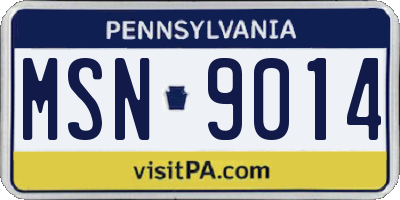 PA license plate MSN9014
