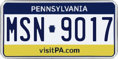 PA license plate MSN9017