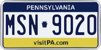 PA license plate MSN9020