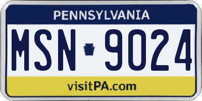 PA license plate MSN9024