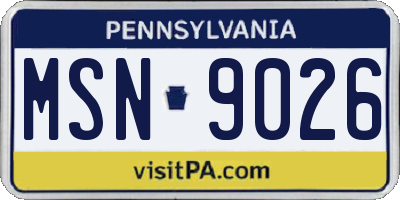 PA license plate MSN9026