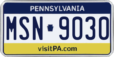 PA license plate MSN9030