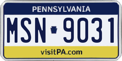 PA license plate MSN9031