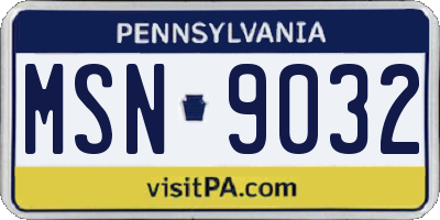 PA license plate MSN9032