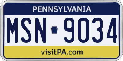 PA license plate MSN9034