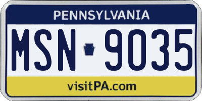 PA license plate MSN9035