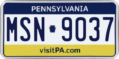 PA license plate MSN9037