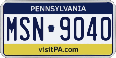 PA license plate MSN9040