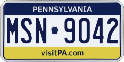PA license plate MSN9042
