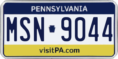 PA license plate MSN9044