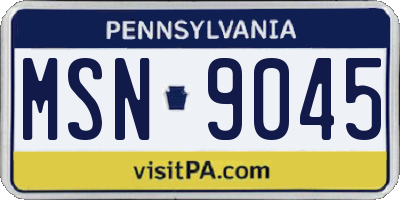 PA license plate MSN9045