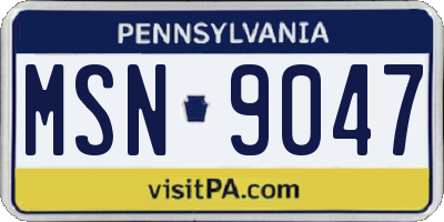 PA license plate MSN9047