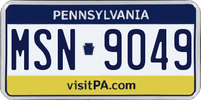 PA license plate MSN9049