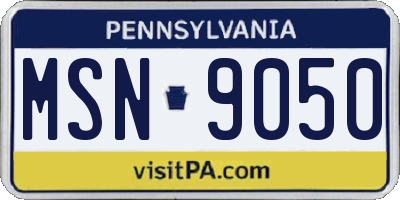 PA license plate MSN9050