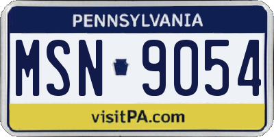 PA license plate MSN9054