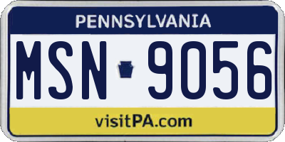 PA license plate MSN9056