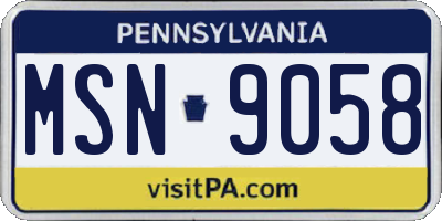 PA license plate MSN9058