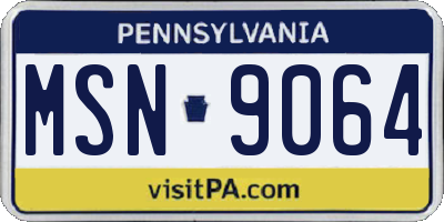 PA license plate MSN9064