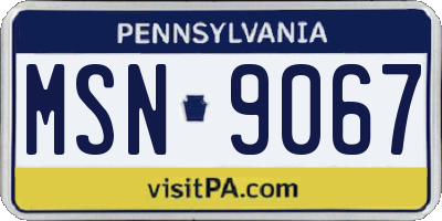 PA license plate MSN9067