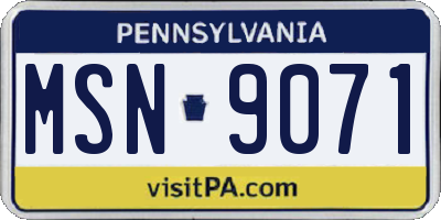 PA license plate MSN9071