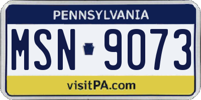 PA license plate MSN9073