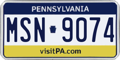 PA license plate MSN9074