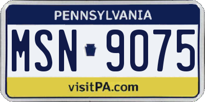 PA license plate MSN9075