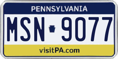 PA license plate MSN9077