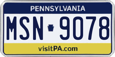 PA license plate MSN9078