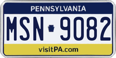 PA license plate MSN9082