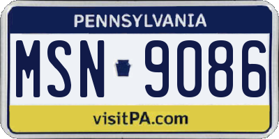 PA license plate MSN9086