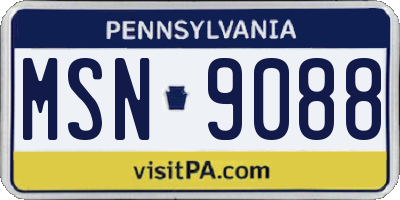 PA license plate MSN9088