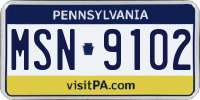 PA license plate MSN9102