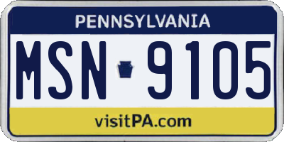 PA license plate MSN9105