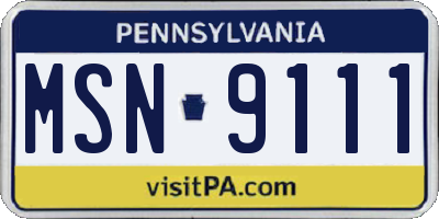 PA license plate MSN9111