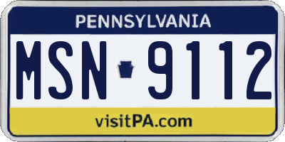 PA license plate MSN9112