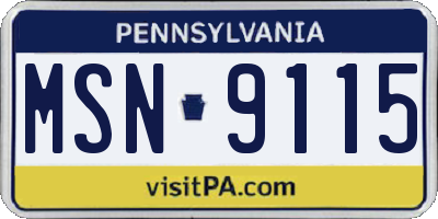 PA license plate MSN9115