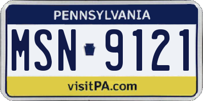 PA license plate MSN9121