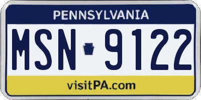 PA license plate MSN9122